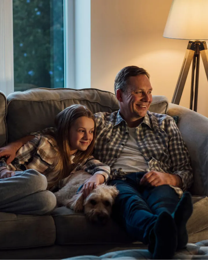 Family on couch